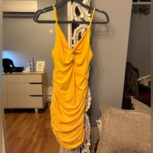 Tiger Mist Yellow Ruched Dress